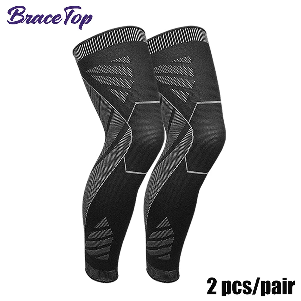 Long Leg Compression Sleeves,Full Leg Sleeve Long Knee Brace Knee Support Protect Basketball,Football, Knee Pain Relief