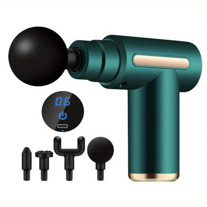 Experience Ultimate Relaxation with Our Mini Portable Fascia Massage Gun - Electric Percussion Pistol Massager with LED Touch Screen and 4 Customizable Massage Heads - Perfect Holiday Gift for Body Relief