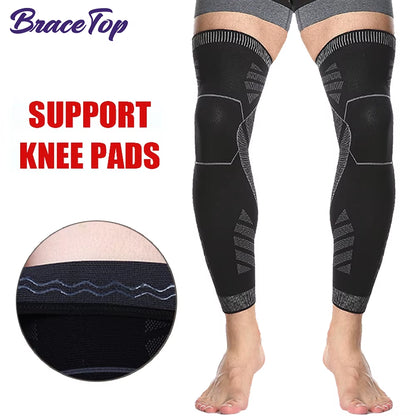 Long Leg Compression Sleeves,Full Leg Sleeve Long Knee Brace Knee Support Protect Basketball,Football, Knee Pain Relief