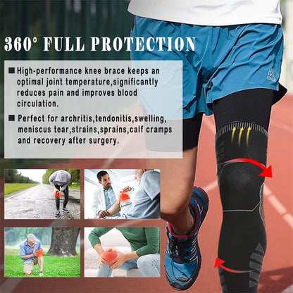 Long Leg Compression Sleeves,Full Leg Sleeve Long Knee Brace Knee Support Protect Basketball,Football, Knee Pain Relief